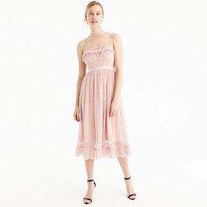 J. Crew Floral Ruffle Tulle Ashen Clay Dress